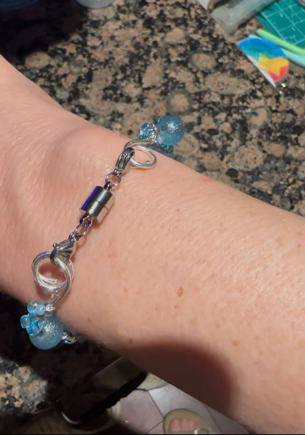 Mermaid Core Starfish Bangle - Handmade Wire Wrapped Bracelet with Magnetic Clasp