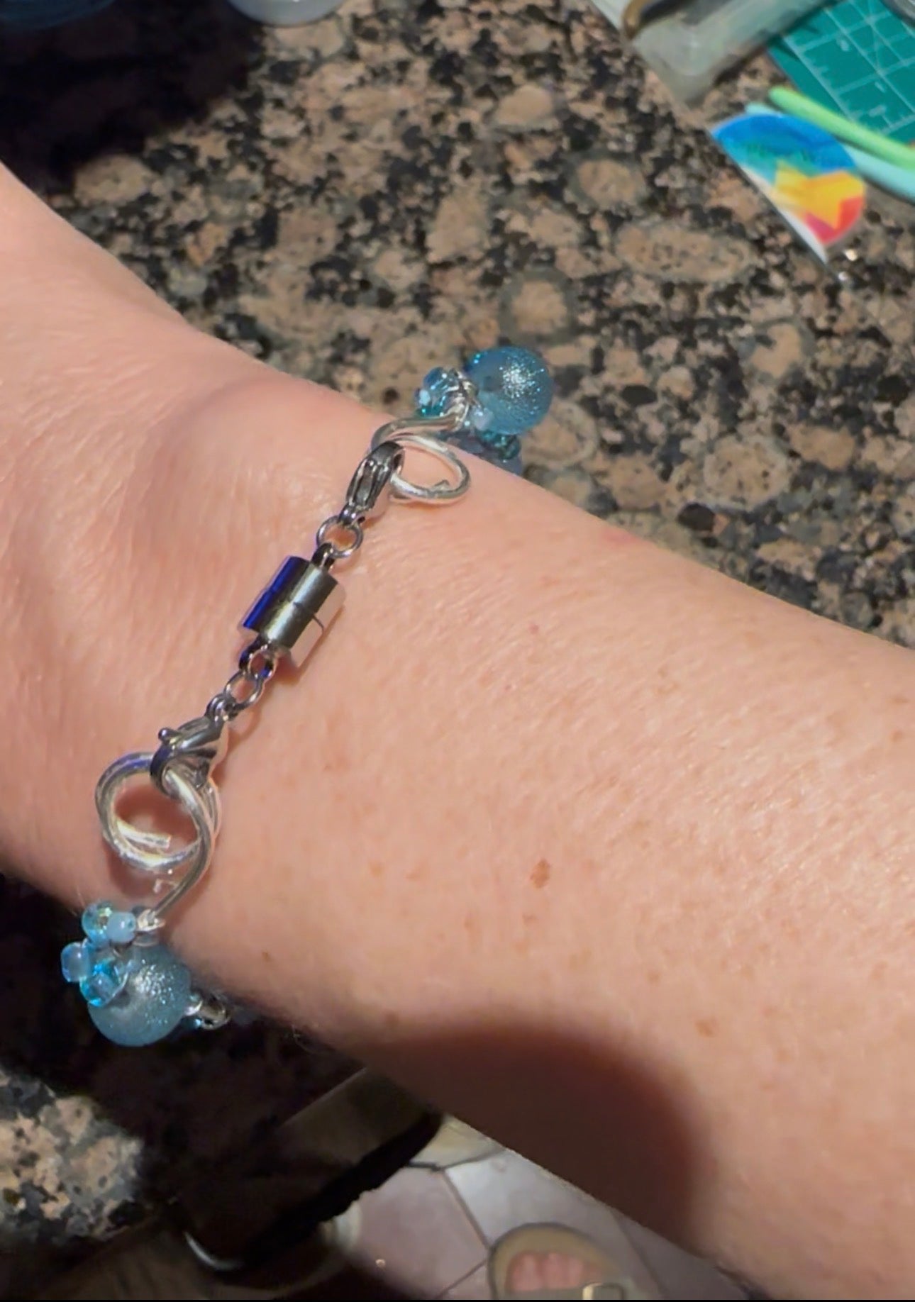 Mermaid Core Starfish Bangle - Handmade Wire Wrapped Bracelet with Magnetic Clasp